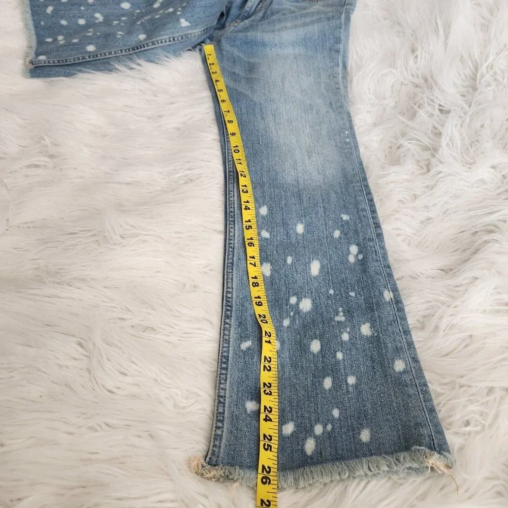 Free People Jeans Free‎ People 90s Raw Waist Bleached Bootcut Crop sz 25